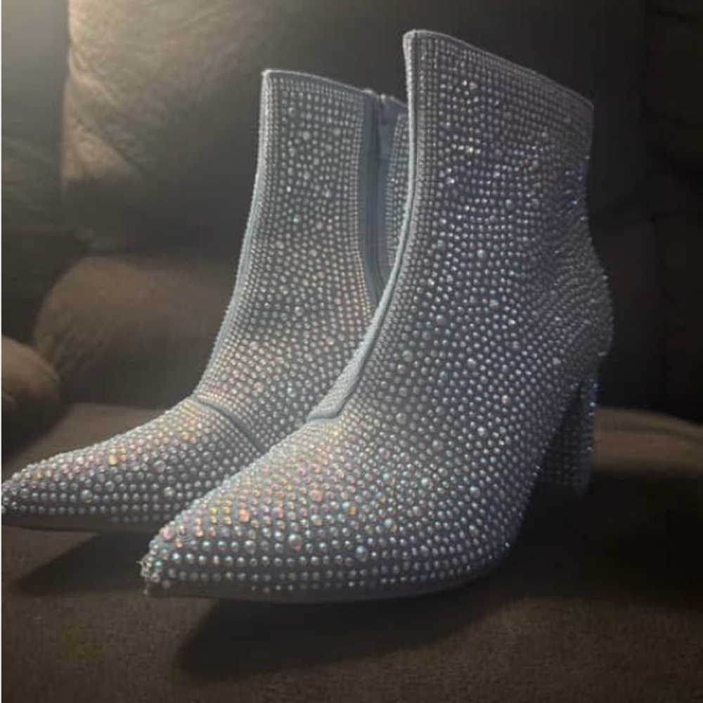 Sparkling Rhinestone Ankle Boots Never Worn